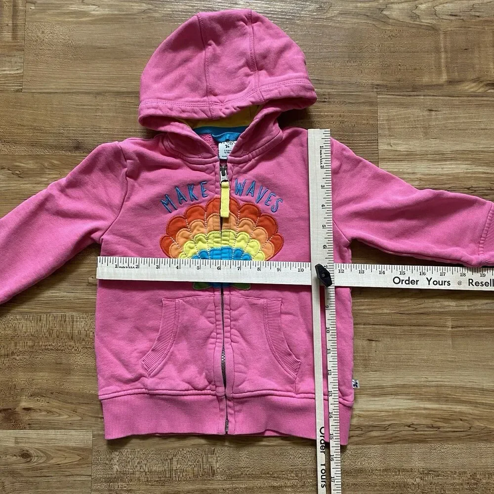 Frugi Toddler Girl 2-3 Switch Carbis Pink Organic Cotton Hoodie Jacket Seashell